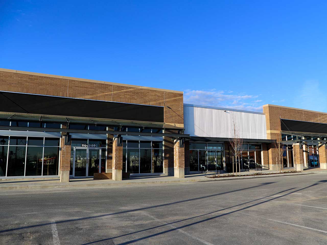 Commercial glass storefront in a new shopping center