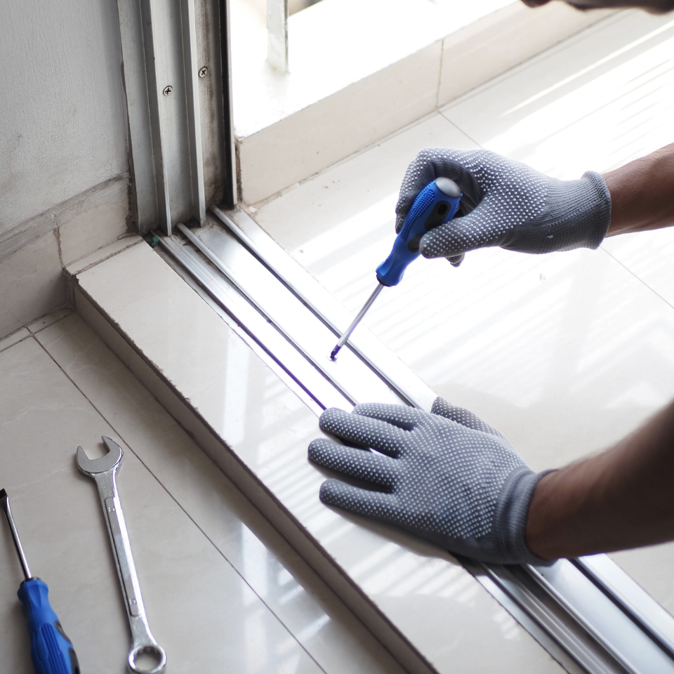 Sliding Glass Door Repair Window replacement in the living room of a San Diego home